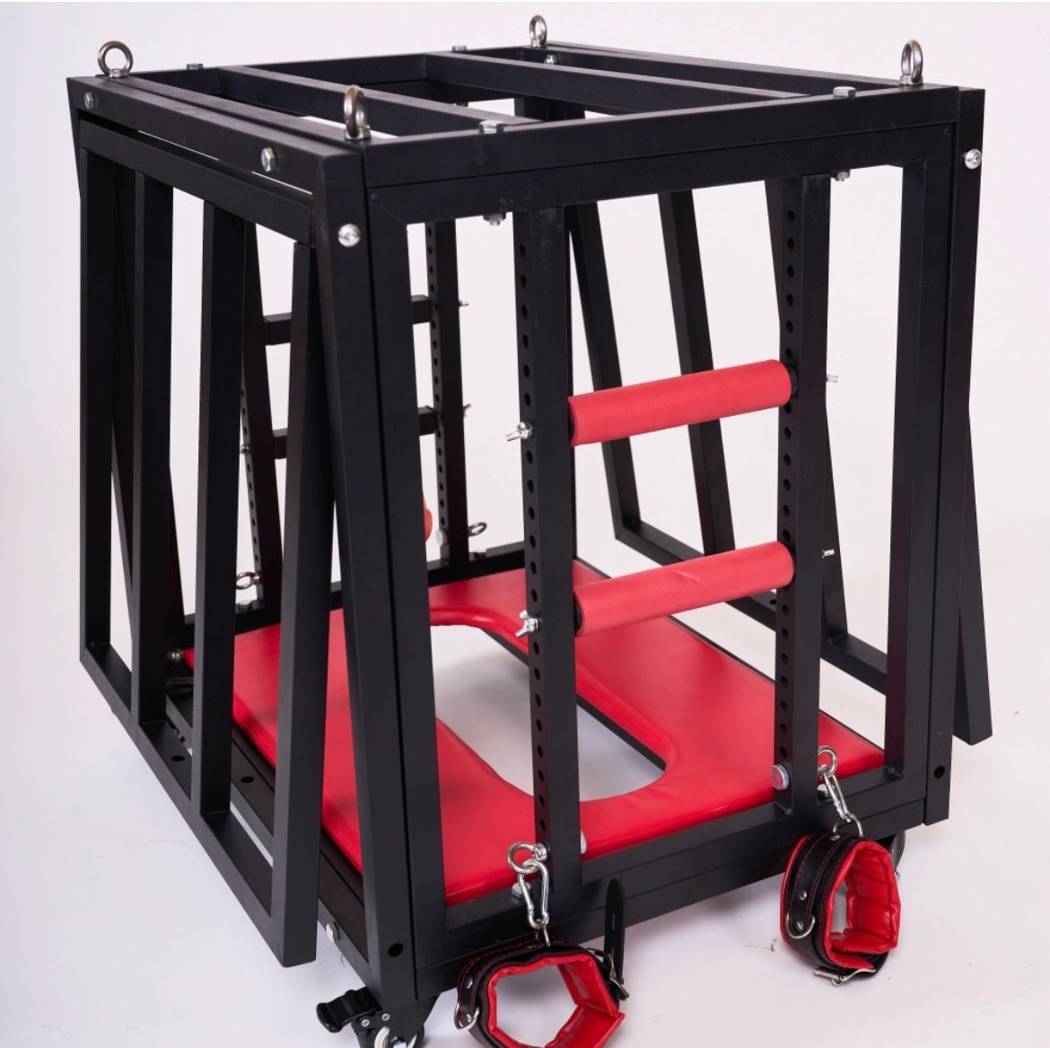 Premium BDSM Kooi op Wielen – Stalen Bondage Cage met Vergrendeling