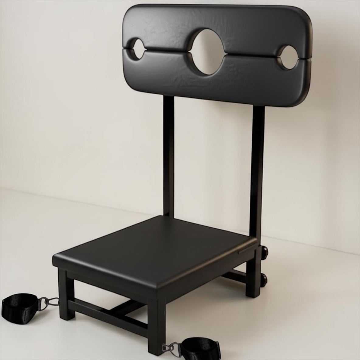 Premium BDSM Strafstoel – Stalen Bondage Chair met Hals- & Polsfixatie