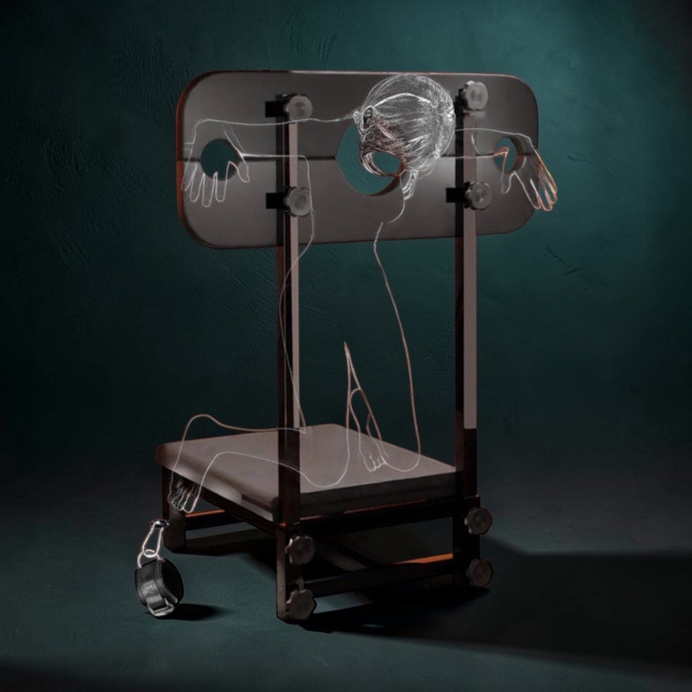 Premium BDSM Strafstoel – Stalen Bondage Chair met Hals- & Polsfixatie