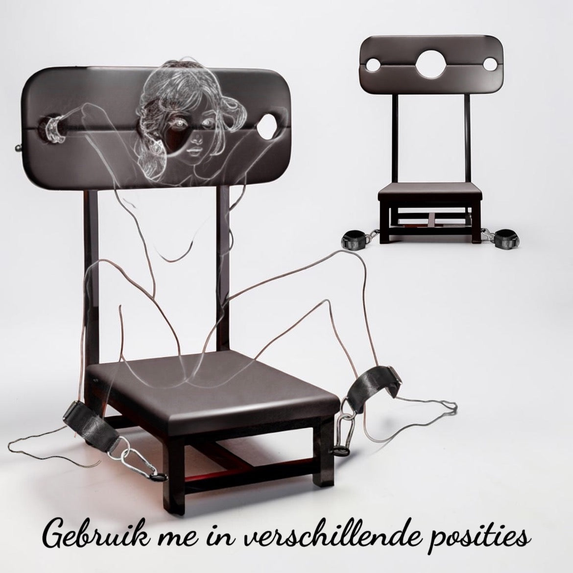 Premium BDSM Strafstoel – Stalen Bondage Chair met Hals- & Polsfixatie