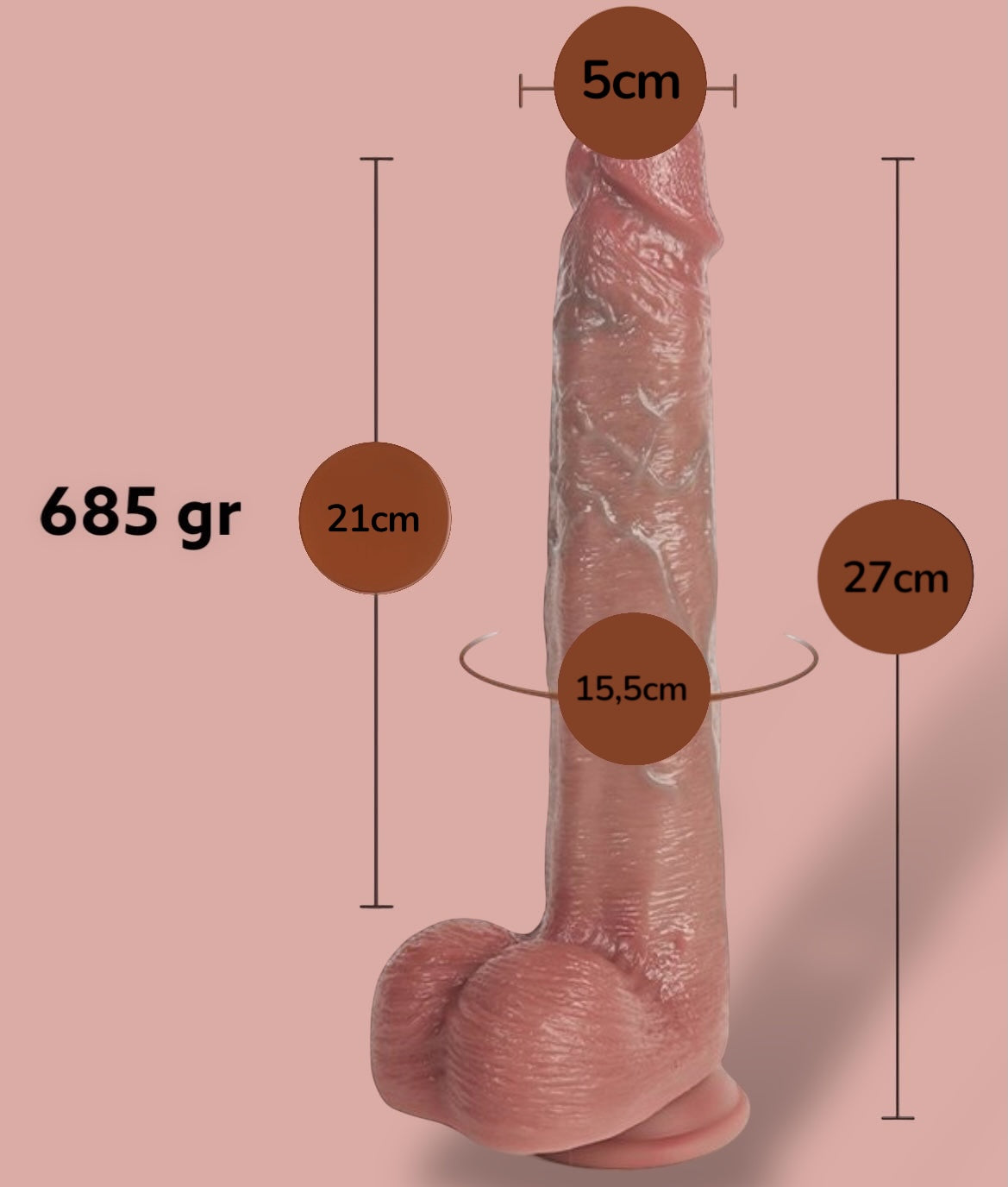 Verwarmende Vibrator Dildo met Zuignap